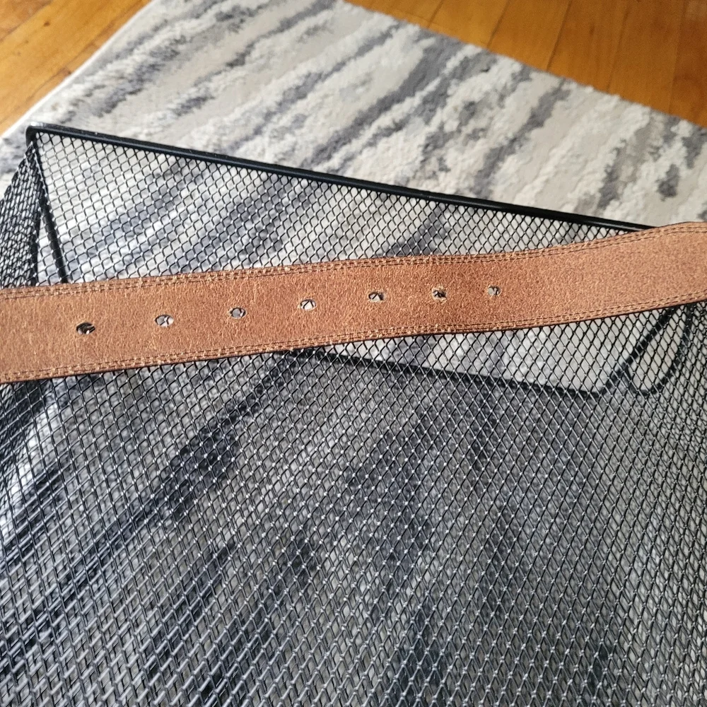 Thick Brown leather belt w/silver buckle size med